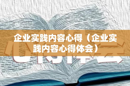 企业实践内容心得（企业实践内容心得体会）