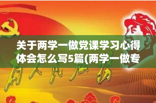 关于两学一做党课学习心得体会怎么写5篇(两学一做专题教育心得体会怎么写)