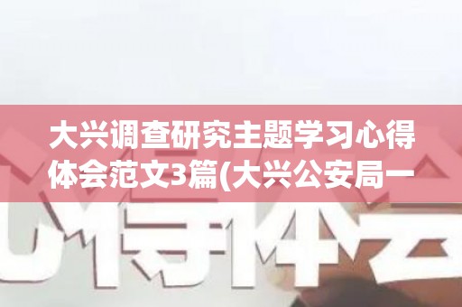 大兴调查研究主题学习心得体会范文3篇(大兴公安局一把手)
