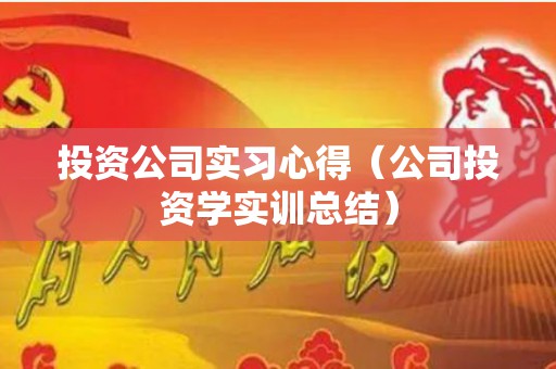 投资公司实习心得（公司投资学实训总结）