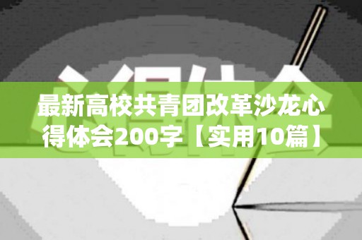 最新高校共青团改革沙龙心得体会200字【实用10篇】(关于共青团改革的心得体会)