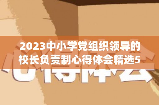 2023中小学党组织领导的校长负责制心得体会精选5篇(小学党组织领导下的校长负责制实施方案)