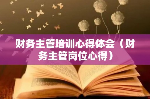 财务主管培训心得体会（财务主管岗位心得）