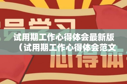 试用期工作心得体会最新版（试用期工作心得体会范文500字左右）