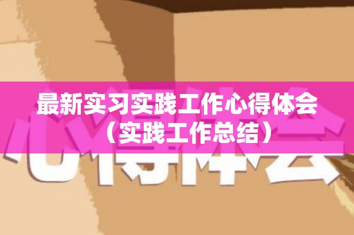 最新实习实践工作心得体会（实践工作总结）