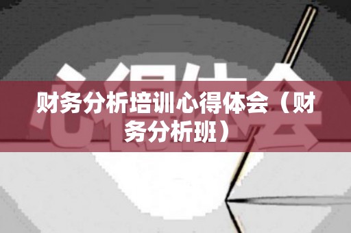 财务分析培训心得体会（财务分析班）