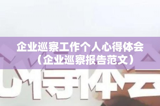 企业巡察工作个人心得体会（企业巡察报告范文）