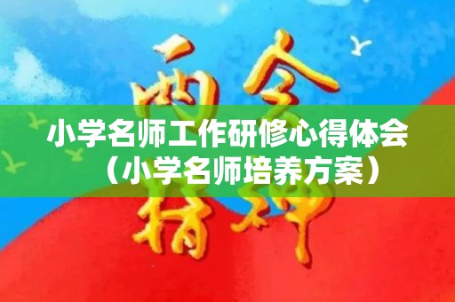 小学名师工作研修心得体会（小学名师培养方案）