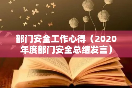 部门安全工作心得（2020年度部门安全总结发言）
