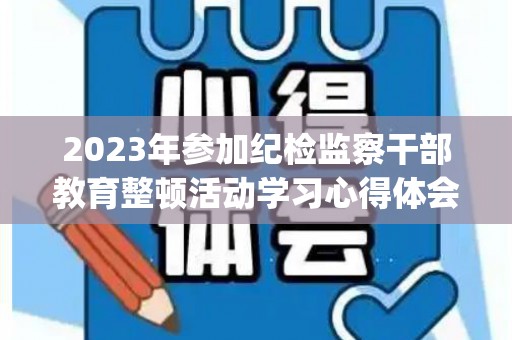 2023年参加纪检监察干部教育整顿活动学习心得体会精选4篇(纪检监察业务培训班)