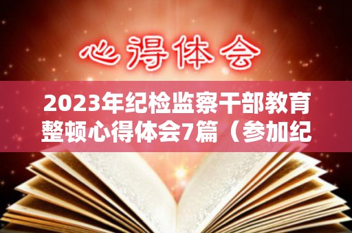 2023年纪检监察干部教育整顿心得体会7篇（参加纪检监察干部培训班心得体会）