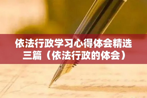 依法行政学习心得体会精选三篇（依法行政的体会）