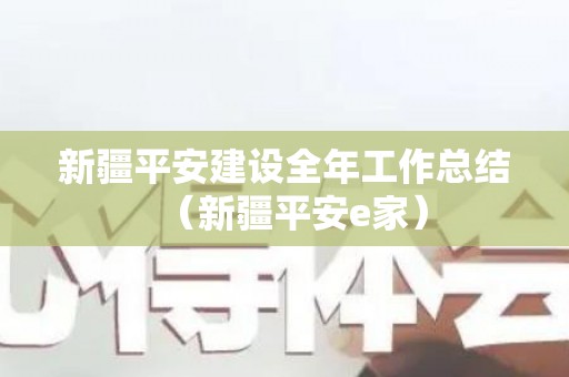 新疆平安建设全年工作总结（新疆平安e家）