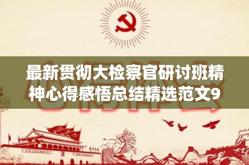 最新贯彻大检察官研讨班精神心得感悟总结精选范文9篇(电视剧大检察官)