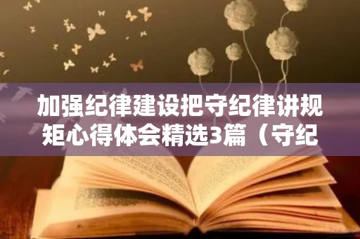 加强纪律建设把守纪律讲规矩心得体会精选3篇（守纪律,讲规矩,强作风,促提升）