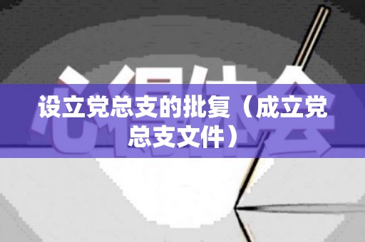 设立党总支的批复（成立党总支文件）