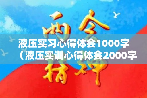 液压实习心得体会1000字（液压实训心得体会2000字）