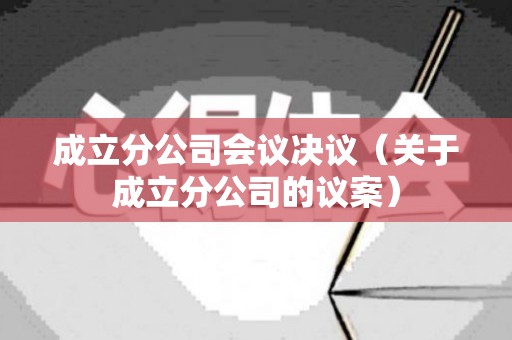 成立分公司会议决议（关于成立分公司的议案）