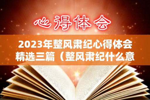 2023年整风肃纪心得体会精选三篇（整风肃纪什么意思啊）
