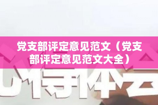 党支部评定意见范文（党支部评定意见范文大全）
