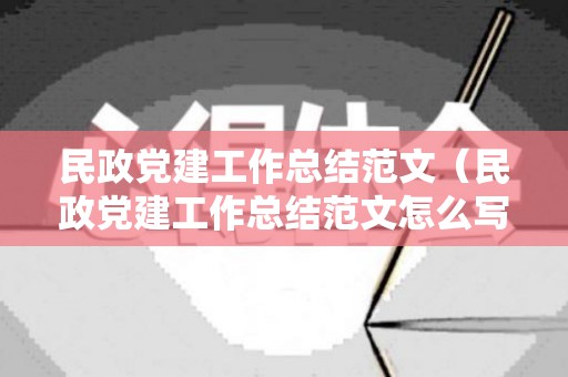 民政党建工作总结范文（民政党建工作总结范文怎么写）
