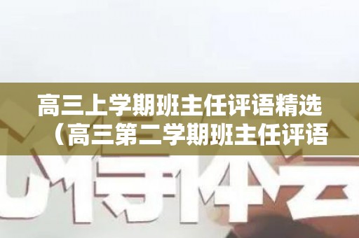 高三上学期班主任评语精选（高三第二学期班主任评语）
