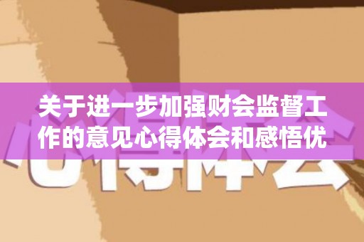 关于进一步加强财会监督工作的意见心得体会和感悟优秀精选15篇(加大财务监督力度)
