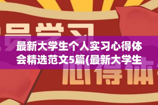 最新大学生个人实习心得体会精选范文5篇(最新大学生个人素质提升计划书(九篇))
