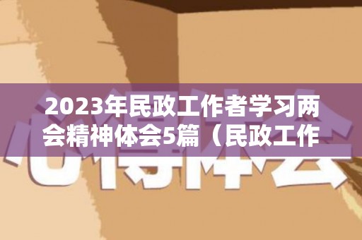 2023年民政工作者学习两会精神体会5篇（民政工作思路2020）