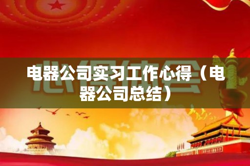 电器公司实习工作心得（电器公司总结）