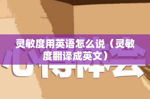 灵敏度用英语怎么说（灵敏度翻译成英文）