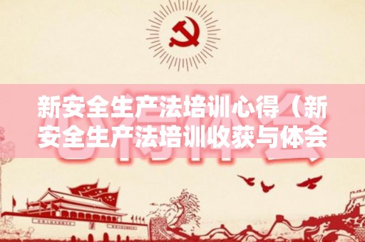 新安全生产法培训心得（新安全生产法培训收获与体会）