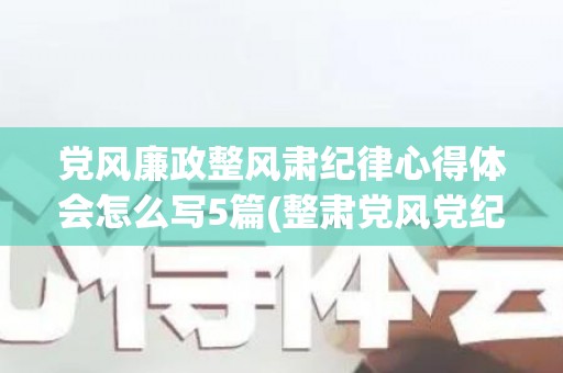 党风廉政整风肃纪律心得体会怎么写5篇(整肃党风党纪)