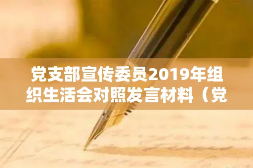 党支部宣传委员2019年组织生活会对照发言材料（党支部宣传委员存在问题）